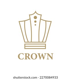 Gold crown icon. Poster or banner for website. Medieval kingdom, royal family. King, prince, queen and princess. Golden tiara for emperor. Cartoon flat vector illustration