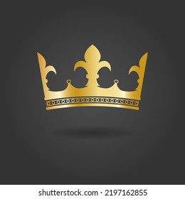Gold Crown Icon. Royal symbol for logo and web site Vector illustration