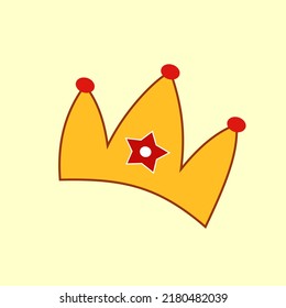 Gold Crown icon vector illustration with star and diamond