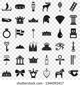 Gold crown icons set. Simple style of 36 gold crown vector icons for web for any design