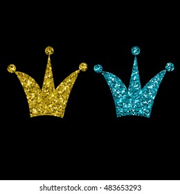 Gold Crown Isolated On black Background. Vector Illustration