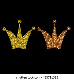 Gold Crown Isolated On black Background. Vector Illustration