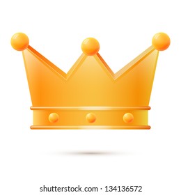 Gold Crown, Isolated On White Background, Vector Illustration