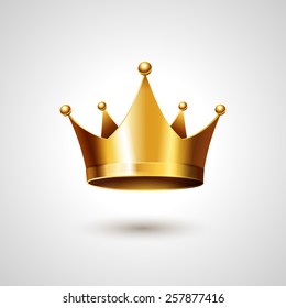 Gold Crown Isolated On White Background. Vector Illustration