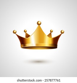 Gold Crown Isolated On White Background. Vector Illustration