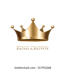 Gold Crown Isolated On White Background. Vector Illustration