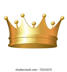 Gold Crown, Isolated On White Background, Vector Illustration