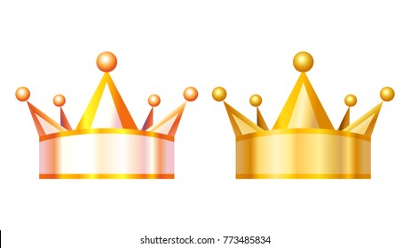 Gold Crown Isolated, Vector Illustration