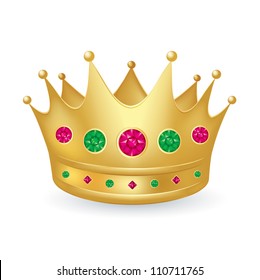 Gold crown with jewels isolated on white background