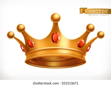 Gold Crown Of The King 3d Vector Icon