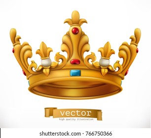 Gold crown. King. vector icon