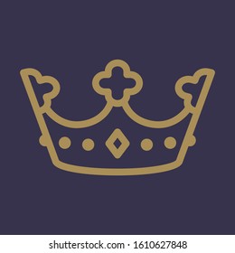 Gold crown kingdom throne monarchy traditional vintage vector illustration