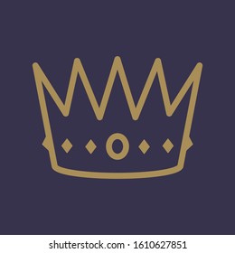 Gold crown kingdom throne monarchy traditional vintage vector illustration