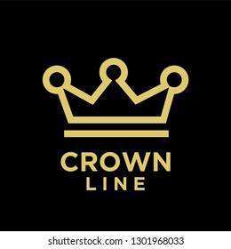 gold crown line black background logo icon designs vector illustration