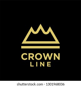 gold crown line black background logo icon designs vector illustration