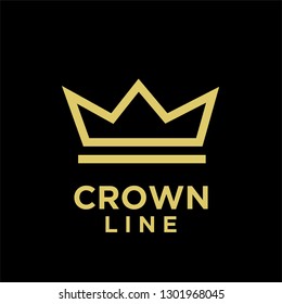 gold crown line black background logo icon designs vector illustration