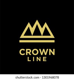 gold crown line black background logo icon designs vector illustration