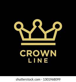 gold crown line black background logo icon designs vector illustration