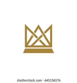 Gold Crown Line Logo Template Illustration Design. Vector EPS 10.