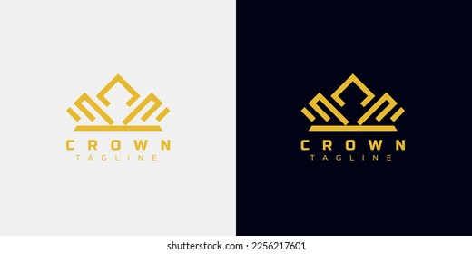 Gold crown logo design abstract style. Symbol of king, leader, power, strength.