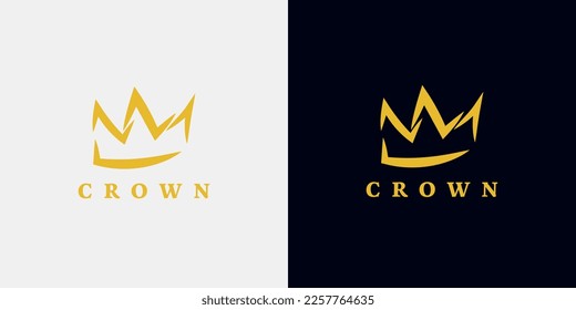 Gold crown logo design abstract style. Symbol of king, leader, power, strength.
