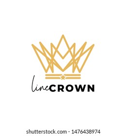 Gold crown logo design template vector isolated