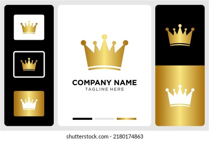 Gold crown logo design vector