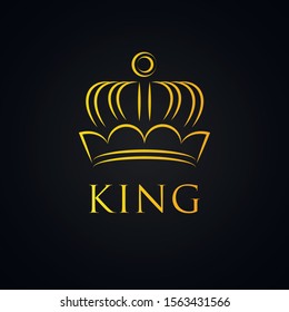 Gold crown logo on black background.