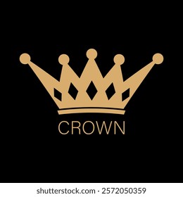 Gold crown logo. Royal king icon. Modern luxury brand element 