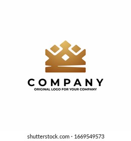 Gold Crown logo template. Can be used as symbols, brand identity, company logo, icons, or others.