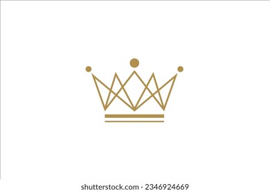 Gold crown logo vector illustration with minimalist line design style