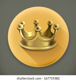 Gold crown, long shadow icon