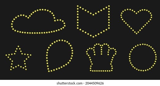 Gold crown marquee shiny badge. Black friday banner for luxury event design. Pin light with star and heart frame.