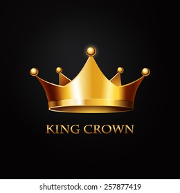 Gold Crown On Black  Background. Vector Illustration