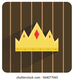 gold crown on brown wood background vector