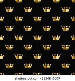 Gold Crown on Dark Background seamless pattern