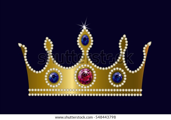 Gold Crown On Dark Background Ruby Stock Vector Royalty Free