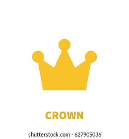 Gold crown on modern flat style. Royal king, prince, queen, princess crown awards for leadership, champions, winner and others. Vector illustration on a white background for game, label, logo, app 