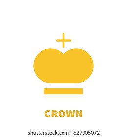 Gold crown on modern flat style. Royal king, prince, queen, princess crown awards for leadership, champions, winner and others. Vector illustration on a white background for game, label, logo, app 