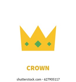 Gold crown on modern flat style. Royal king, prince, queen, princess crown awards for leadership, champions, winner and others. Vector illustration on a white background for game, label, logo, app 