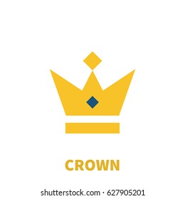 Gold crown on modern flat style. Royal king, prince, queen, princess crown awards for leadership, champions, winner and others. Vector illustration on a white background for game, label, logo, app 