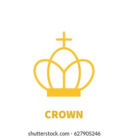 Gold crown on modern flat style. Royal king, prince, queen, princess crown awards for leadership, champions, winner and others. Vector illustration on a white background for game, label, logo, app 