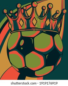 Gold crown on a soccer ball vector illustration