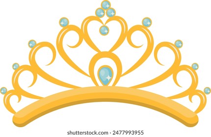 Gold Crown on White Background. Vector Illustration in Glitter Cartoon Design.