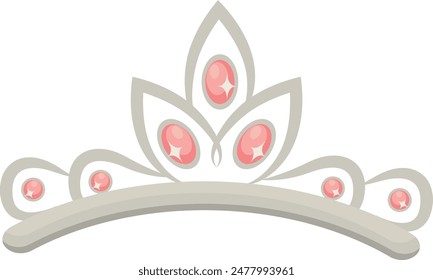 Gold Crown on White Background. Vector Illustration in Glitter Cartoon Design.