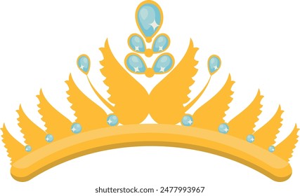 Corona de oro sobre fondo blanco. Ilustración vectorial en el diseño de dibujos animados Glitter.