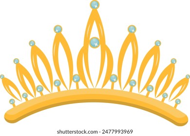 Gold Crown on White Background. Vector Illustration in Glitter Cartoon Design.