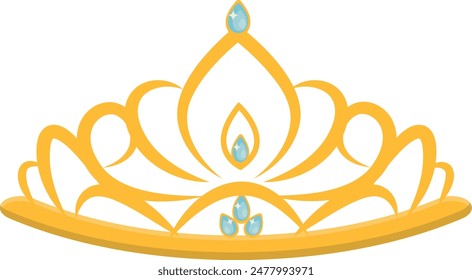 Gold Crown on White Background. Vector Illustration in Glitter Cartoon Design.