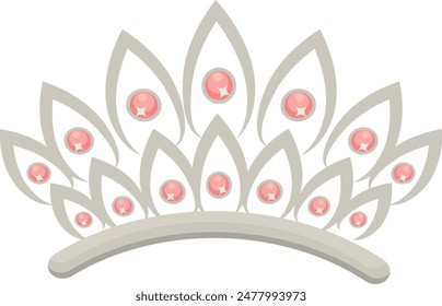 Gold Crown on White Background. Vector Illustration in Glitter Cartoon Design.