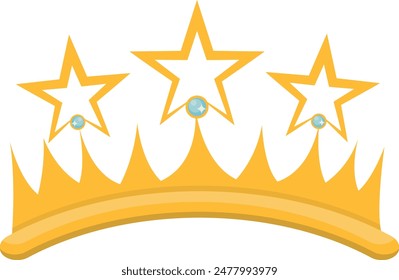 Gold Crown on White Background. Vector Illustration in Glitter Cartoon Design.